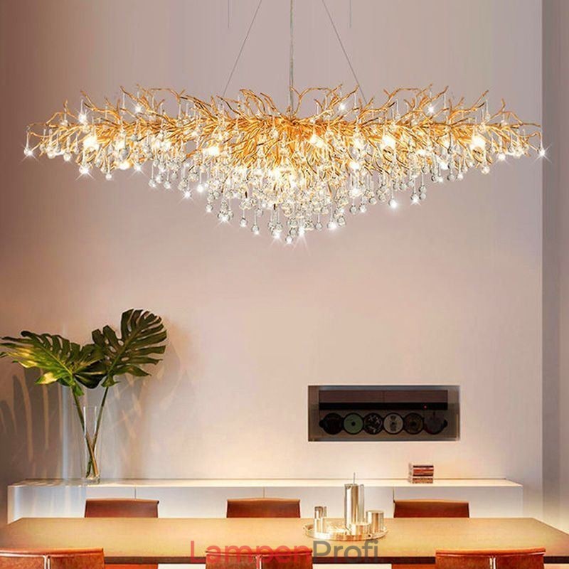 Luxus Kristall Kronleuchter Gold Moderne Decke Hängen Lampe Esszimmer