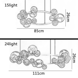 Moderne kreative Metall Kronleuchter transparente Glas Bubble Lampe