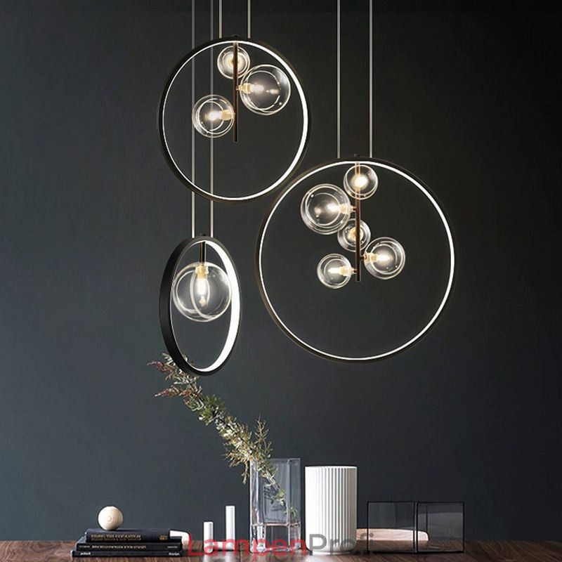 Nordic Anhänger Licht Glas Blasen Kreis Kronleuchter Moderne Salon Lampe