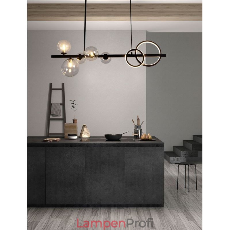 Moderne Glas Bubble Pendelleuchte Schwarz Lange Halterung Lampen