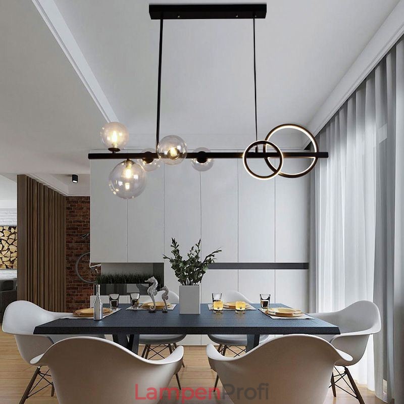 Moderne Glas Bubble Pendelleuchte Schwarz Lange Halterung Lampen