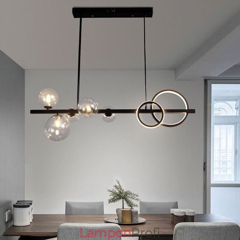 Moderne Glas Bubble Pendelleuchte Schwarz Lange Halterung Lampen
