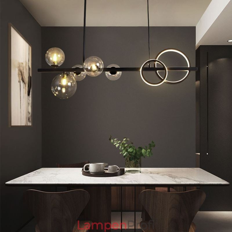 Moderne Glas Bubble Pendelleuchte Schwarz Lange Halterung Lampen
