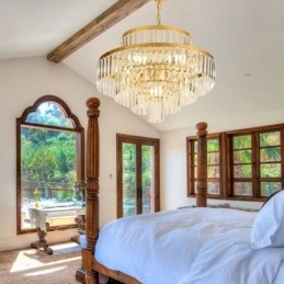 Gold Kristall Pendelleuchte 4 Ebenen Deckenbeleuchtung 7 Lichter