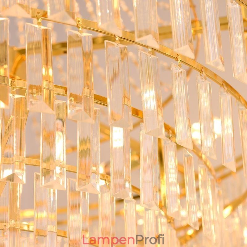 Gold Kristall Pendelleuchte 4 Ebenen Deckenbeleuchtung 7 Lichter