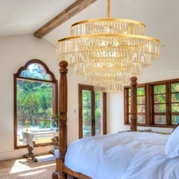 Gold Kristall Pendelleuchte 5 Ebenen Deckenbeleuchtung 7 Lichter