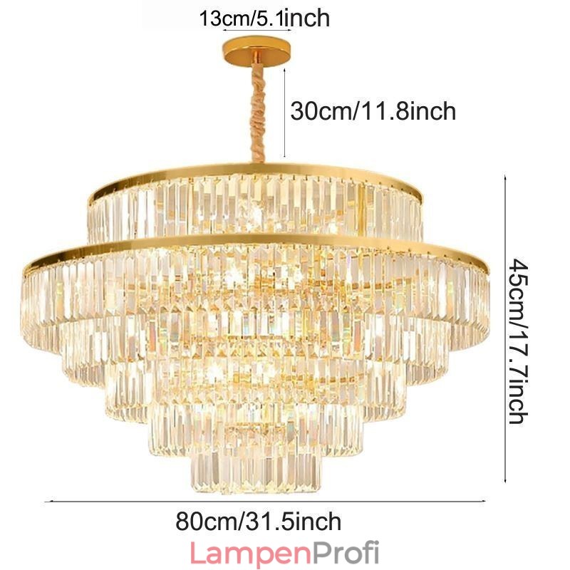 Gold Kristall Pendelleuchte 5 Ebenen Deckenbeleuchtung 7 Lichter