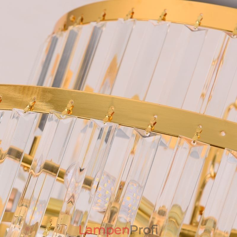 Gold Kristall Pendelleuchte 5 Ebenen Deckenbeleuchtung 7 Lichter