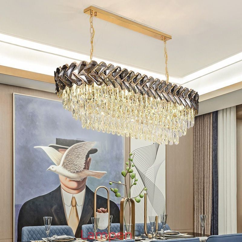 Europäische Kristall Pendelleuchte Luxus Oval Deckenleuchte