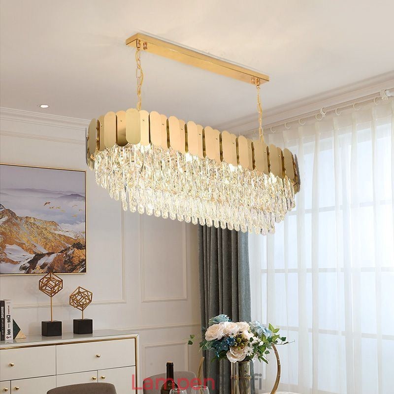 Kristall Pendelleuchte Luxus Oval Deckenleuchte