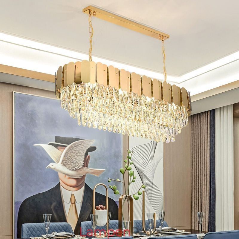Kristall Pendelleuchte Luxus Oval Deckenleuchte