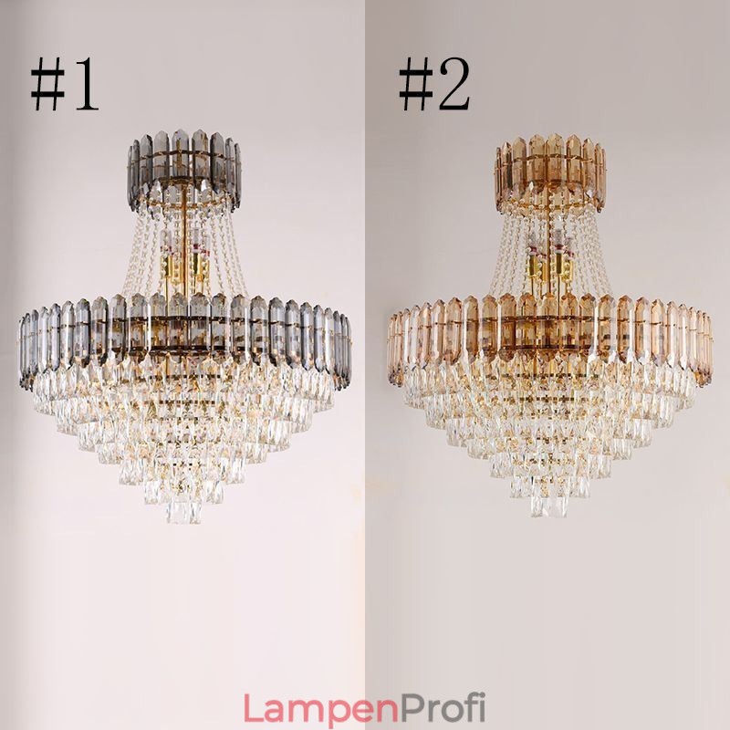Moderne Pendelleuchte aus goldenem Kristall
