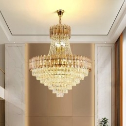 Moderne Pendelleuchte aus goldenem Kristall