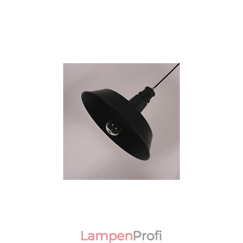 Schwarze moderne Pendelleuchte mit kreisförmigem Lampenschirm