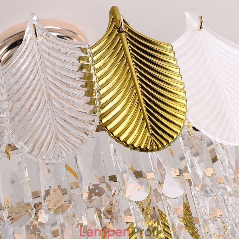 Luxuriöse Blatt-Pendelleuchte Kristall-Deckenleuchte