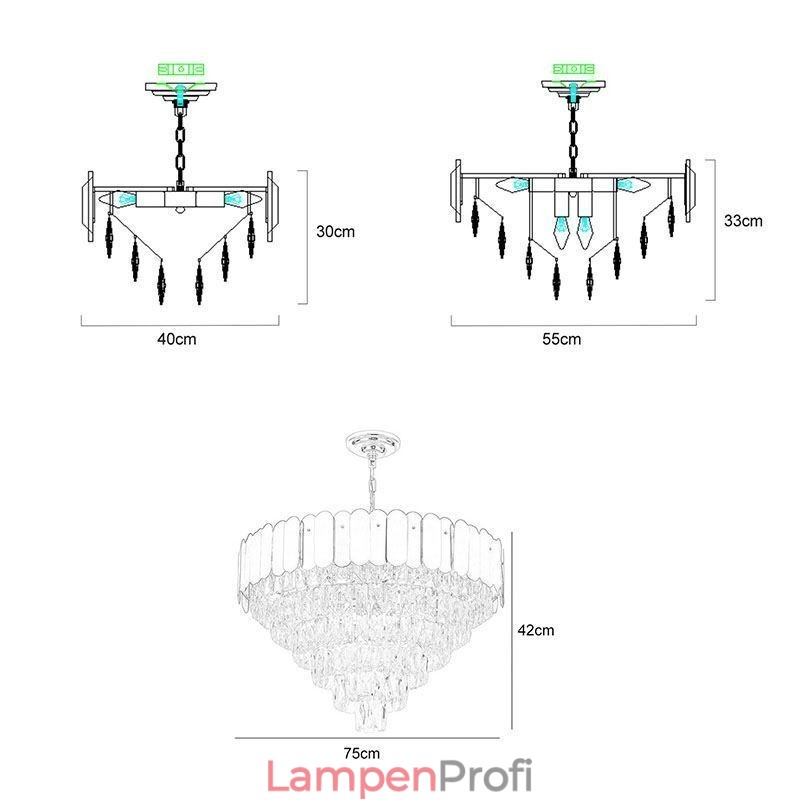 Moderne elegante Kristall Pendelleuchte konische Deckenleuchte