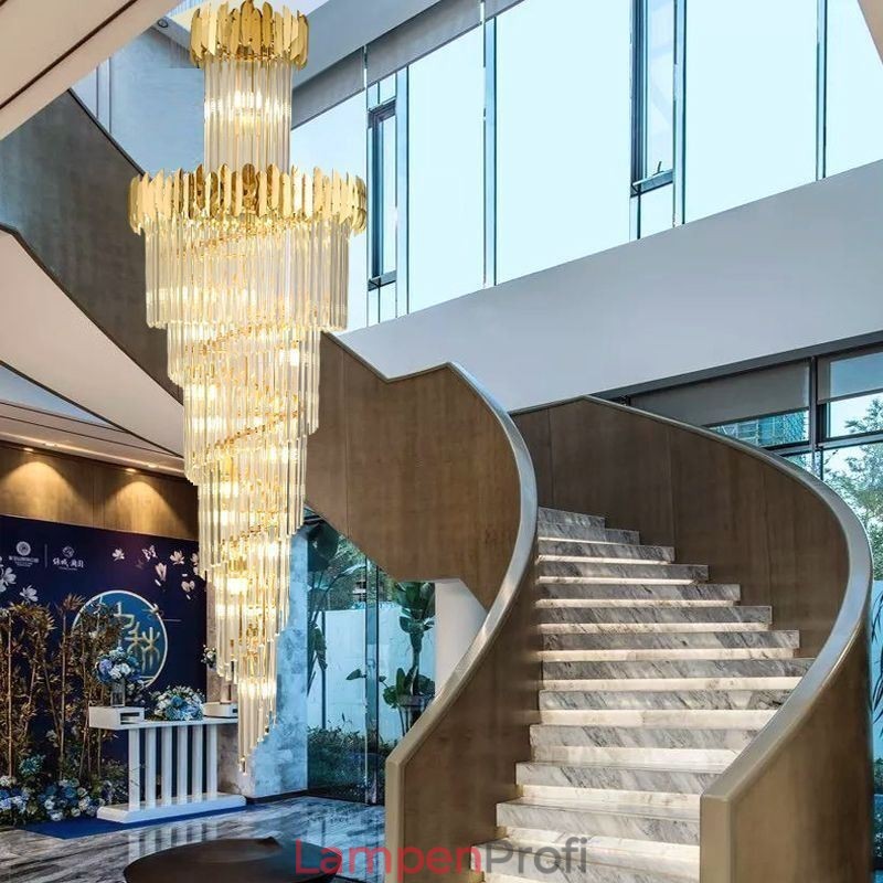 Europäische Pendelleuchte Kristall Hängeleuchte Treppen Foyer