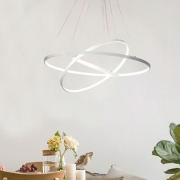 Moderne Pendelleuchte Aluminium Schwarz 3 Ring Hängeleuchte
