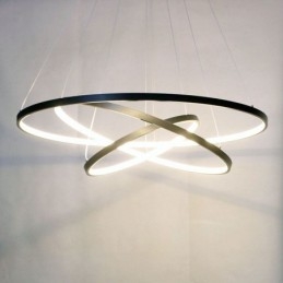 Moderne Pendelleuchte Aluminium Schwarz 3 Ring Hängeleuchte