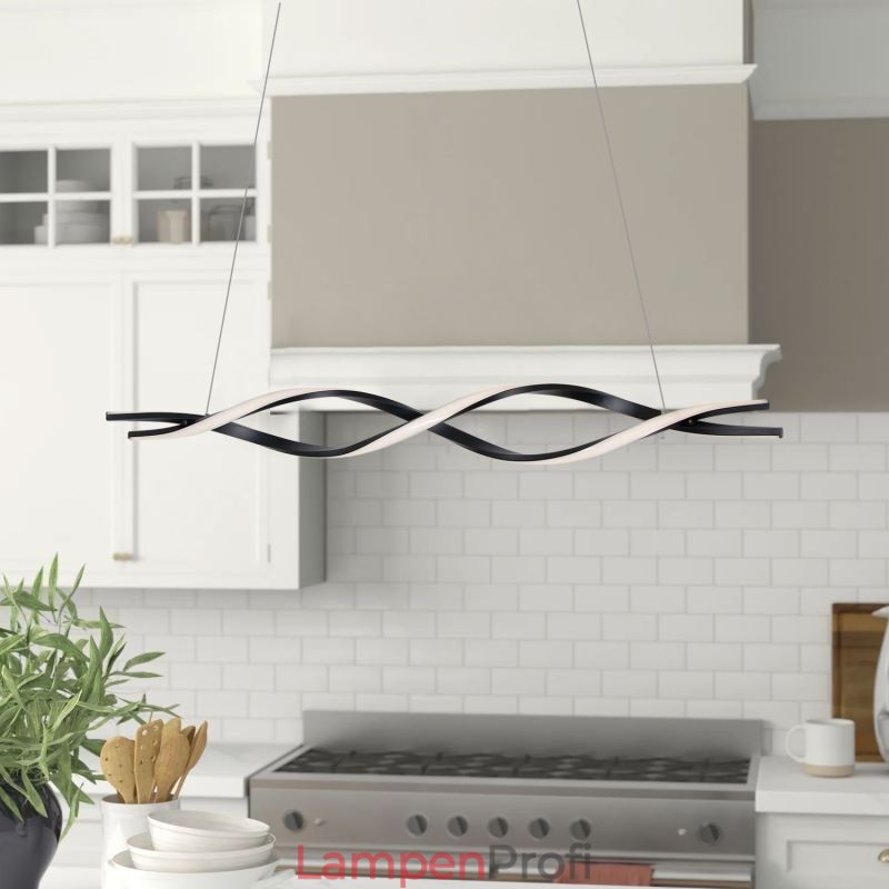 Moderne Pendelleuchte in Wellenform, schwarze Hängelampen