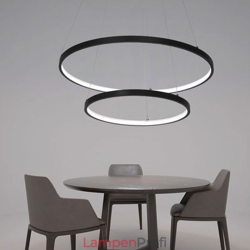 Moderne einfache Pendelleuchte aus Aluminium mit Doppelring-Hängeleuchte