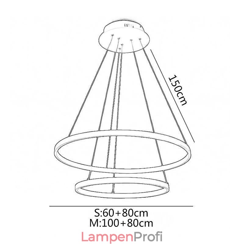 Moderne einfache Pendelleuchte aus Aluminium mit Doppelring-Hängeleuchte