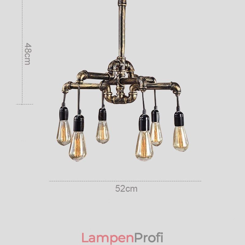 6 Licht Retro Industrielle Vintage Wasser Rohr Anhänger Licht Kronleuchter Land Rustikalen Stil