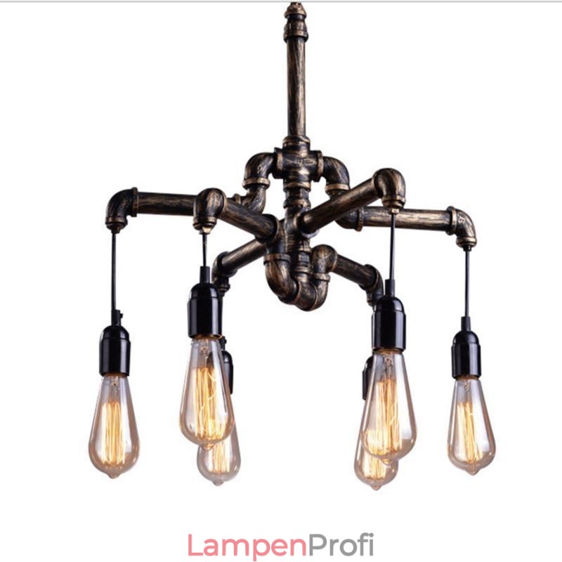 6 Licht Retro Industrielle Vintage Wasser Rohr Anhänger Licht Kronleuchter Land Rustikalen Stil