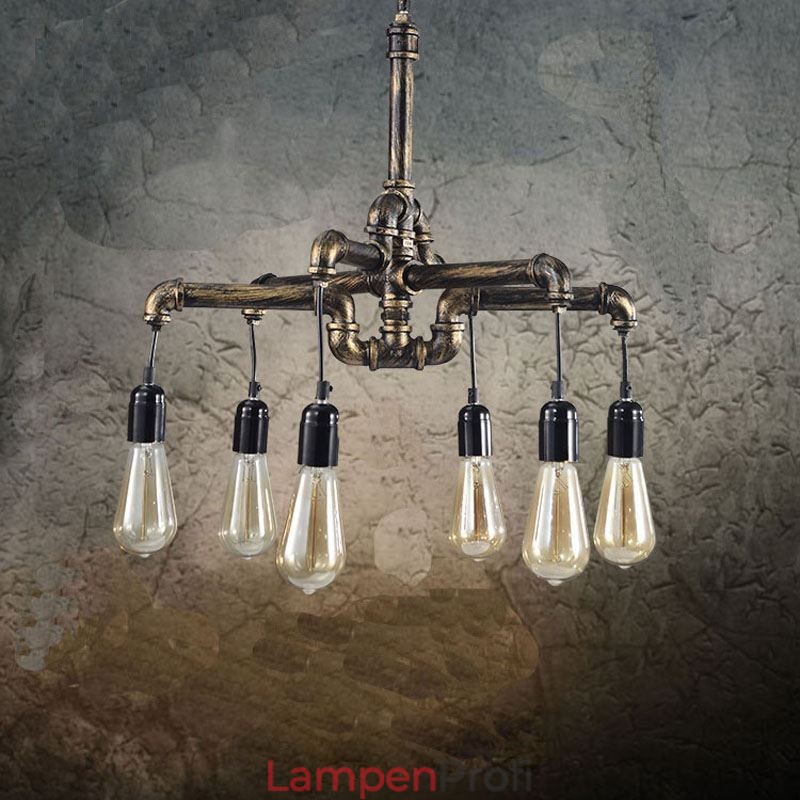 6 Licht Retro Industrielle Vintage Wasser Rohr Anhänger Licht Kronleuchter Land Rustikalen Stil