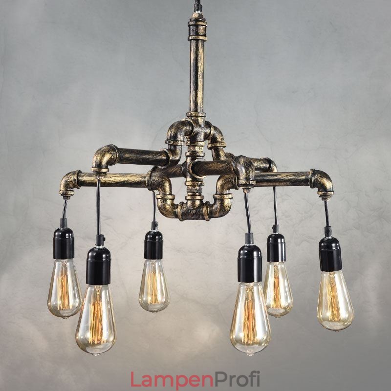 6 Licht Retro Industrielle Vintage Wasser Rohr Anhänger Licht Kronleuchter Land Rustikalen Stil