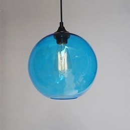 Moderne Glas-Hängeleuchte im runden blauen Blasen-Design