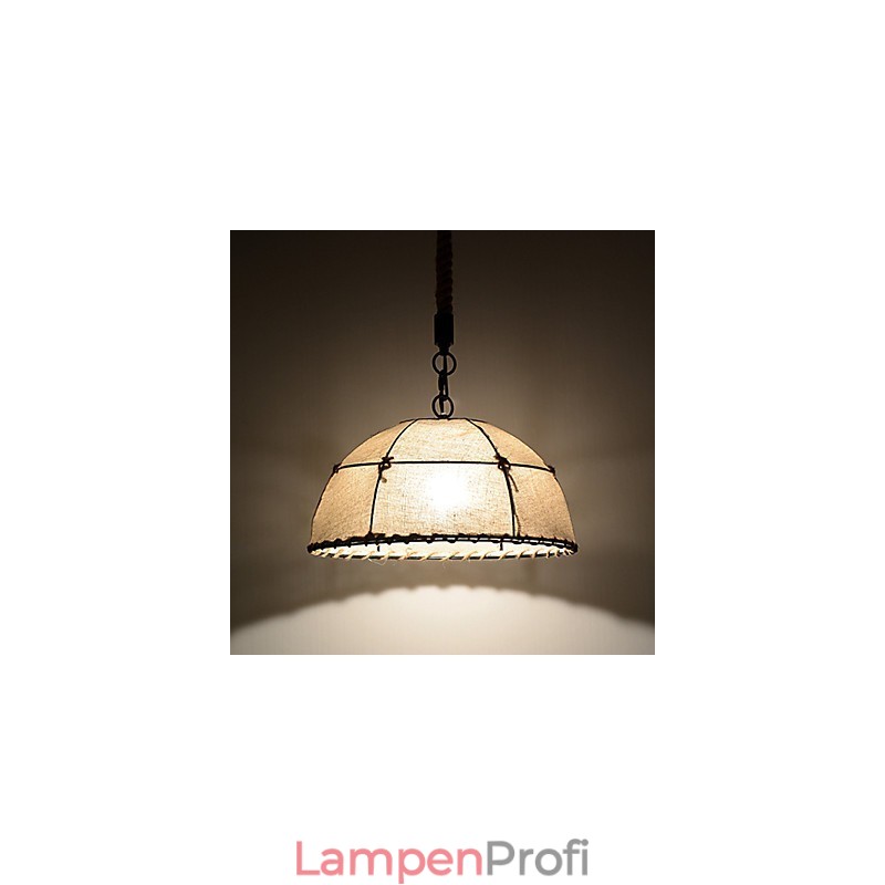 Halbrunde Pendelleuchte mit 1 Leuchte, Vintage-Stil, Industrie-Stil, gelbes Stoff- und Metall-Tropfenlicht