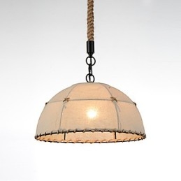 Halbrunde Pendelleuchte mit 1 Leuchte, Vintage-Stil, Industrie-Stil, gelbes Stoff- und Metall-Tropfenlicht