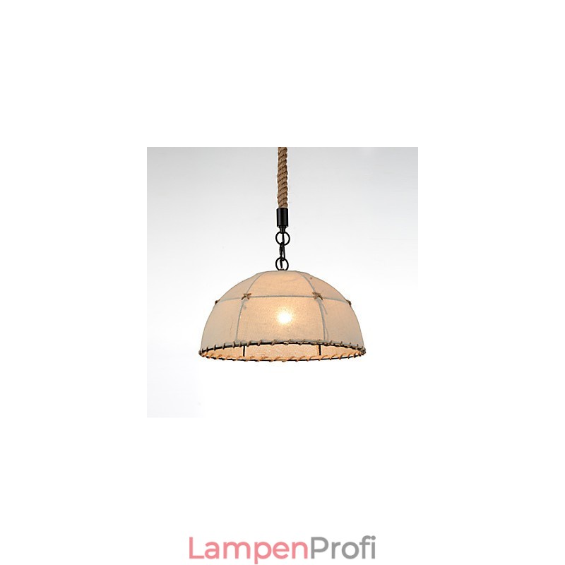 Halbrunde Pendelleuchte mit 1 Leuchte, Vintage-Stil, Industrie-Stil, gelbes Stoff- und Metall-Tropfenlicht