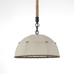 Halbrunde Pendelleuchte mit 1 Leuchte, Vintage-Stil, Industrie-Stil, gelbes Stoff- und Metall-Tropfenlicht