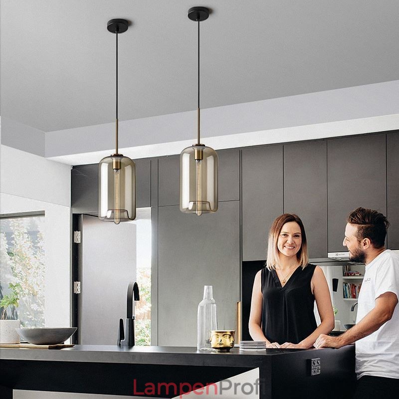 Glas Pendelleuchte Minimalistische Cognac Farbe Dekorative Glasleuchte