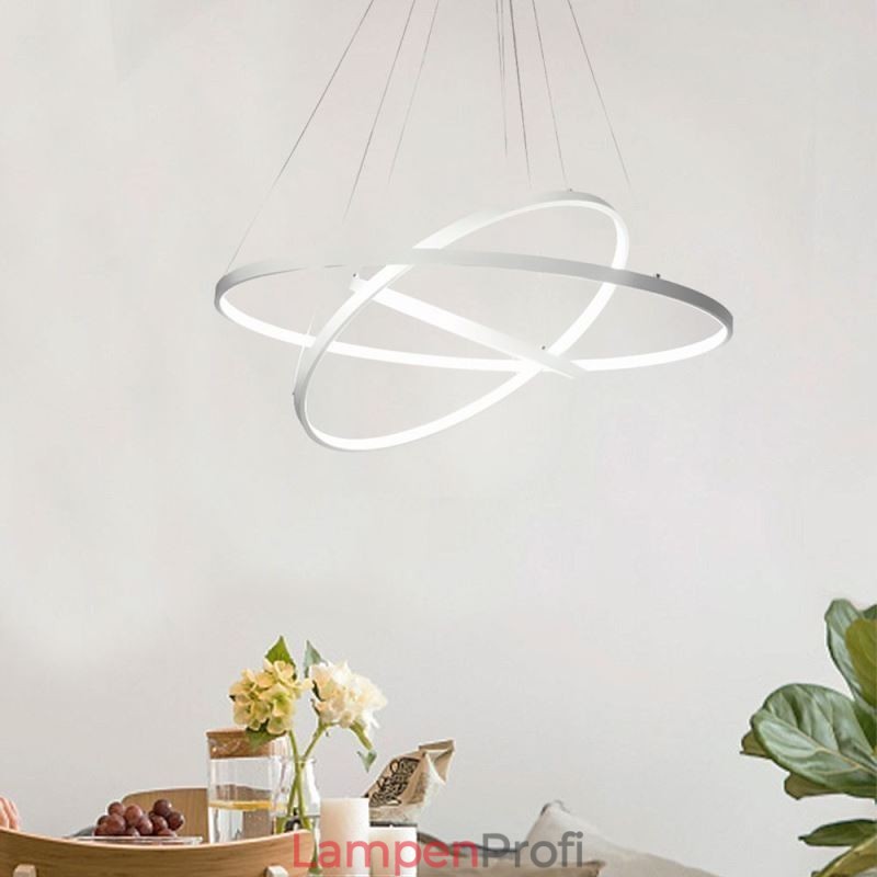 Moderne Pendelleuchte Aluminium Schwarz 3 Ring Hängeleuchte