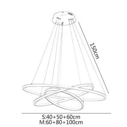 Moderne Pendelleuchte Aluminium Schwarz 3 Ring Hängeleuchte