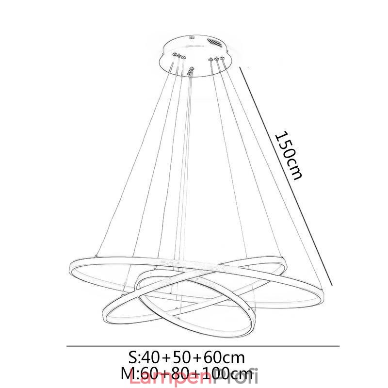 Moderne Pendelleuchte Aluminium Schwarz 3 Ring Hängeleuchte
