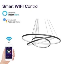 Moderne Pendelleuchte Aluminium Schwarz 3 Ring Hängeleuchte