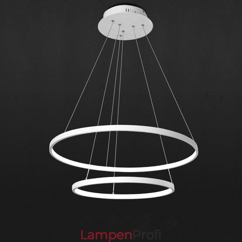 Moderne einfache Pendelleuchte aus Aluminium mit Doppelring-Hängeleuchte