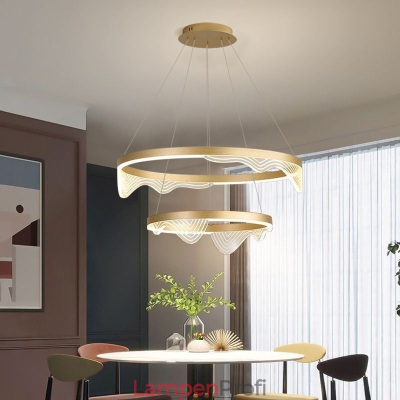Golden Wave Ripple Pendelleuchte Deckenleuchte 2-flammig
