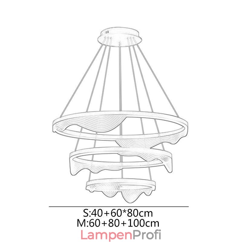 Pendelleuchte Golden Wave Ripple Hängeleuchte 3-flammig