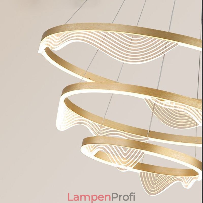 Pendelleuchte Golden Wave Ripple Hängeleuchte 3-flammig