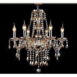 Moderner zeitgenössischer traditioneller klassischer Vintage-Kronleuchter aus galvanisiertem Kristallglas