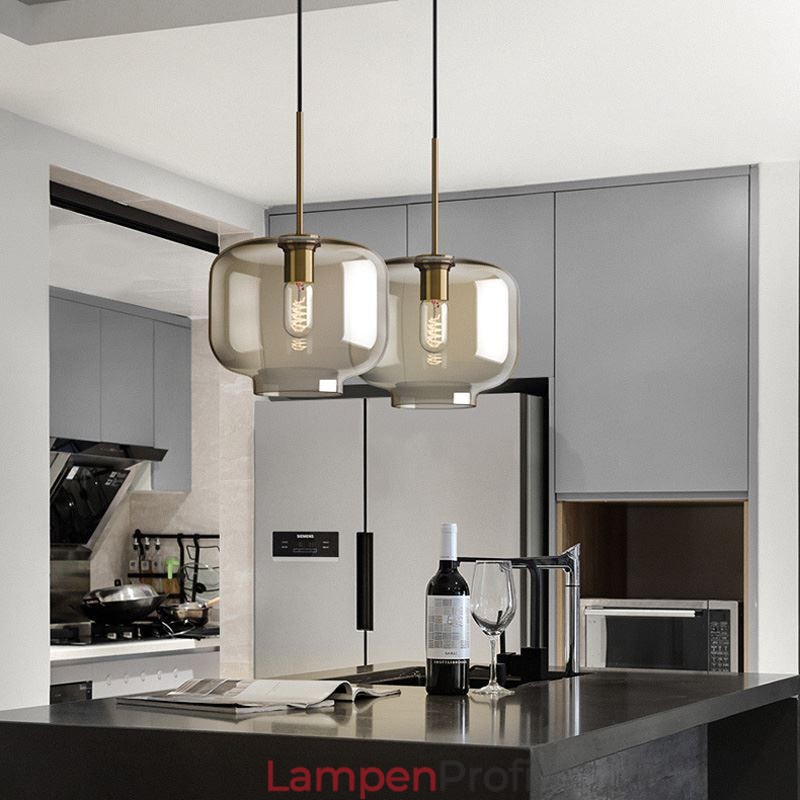 Glas Pendelleuchte Minimalistische Cognac Farbe Dekorative Glasleuchte