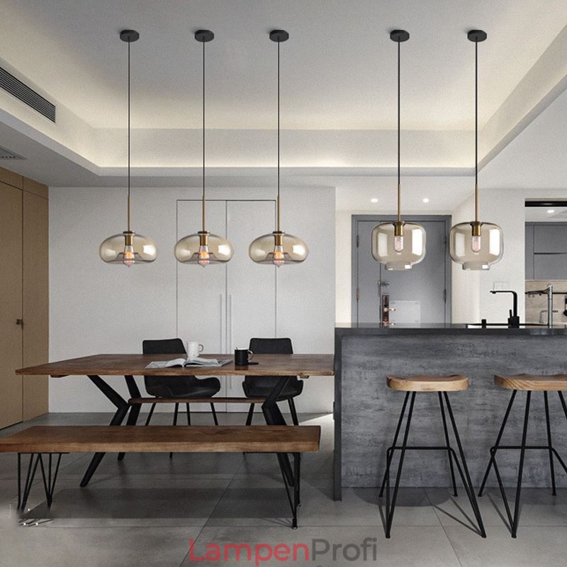 Glas Pendelleuchte Minimalistische Cognac Farbe Dekorative Glasleuchte