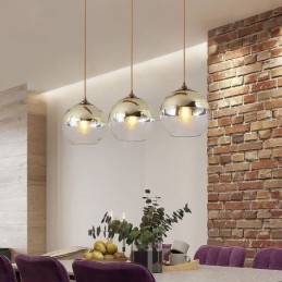 Kreative Eisen + Glaskugel Pendelleuchte Dekorative Beleuchtung