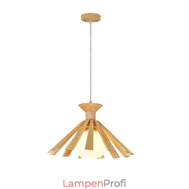 Hängeleuchte aus Holz im schlichten Stil