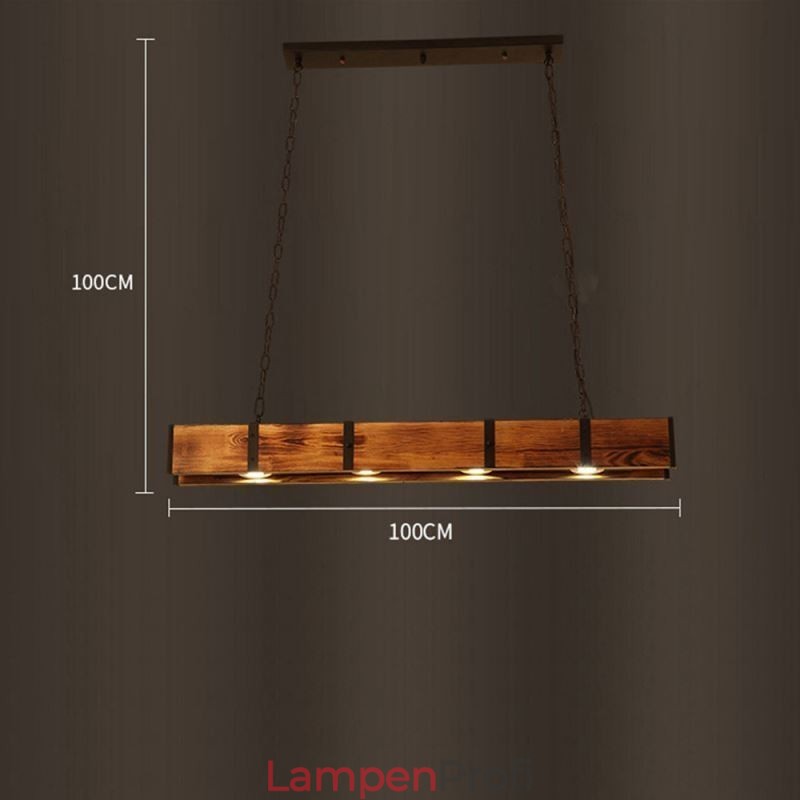 Pendelleuchte im Industriestil, rechteckig, Holz, Deckenleuchte, Insel